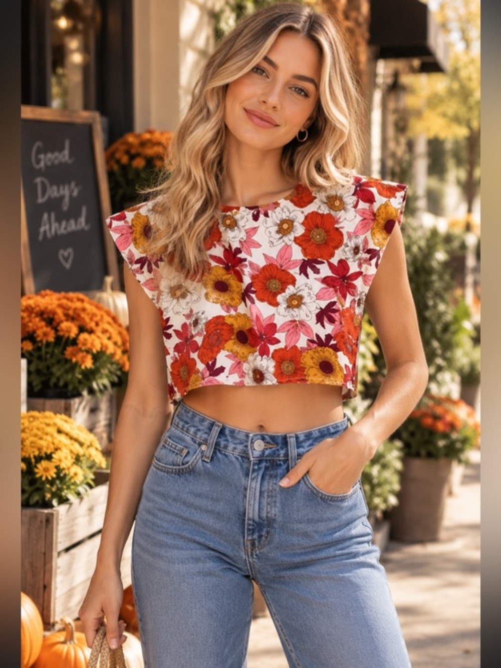 NWT Tuckernuck  Sur La Vague Poppy crop Top cotton size S